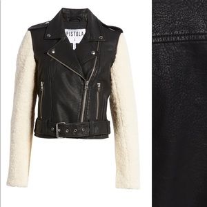 Pistola Anita Moto Jacket with Sherpa Sleeve